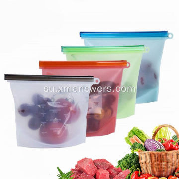 Reusable Silicone Storage Zipper Bag pikeun Sayuran Buah